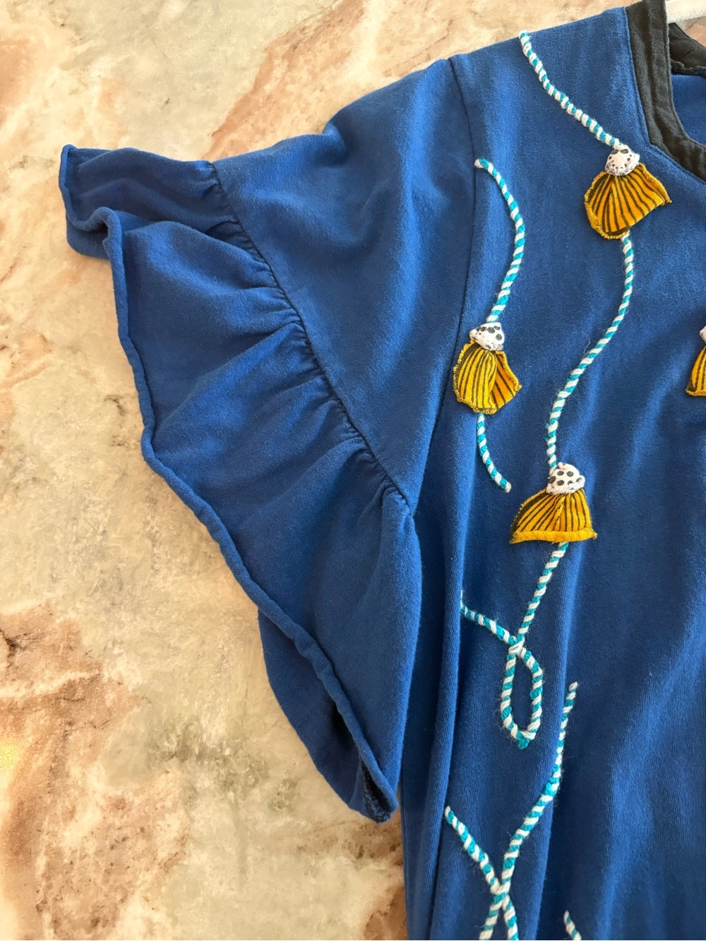 Rising International 90's Hippie Boho Festival Short Sleeve Fringe Top Shirt - Picture 7 of 8